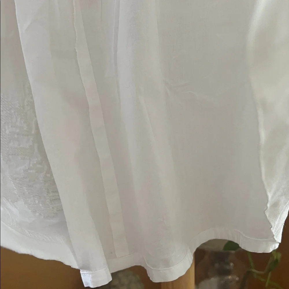 Laureen Ralph Lauren White Linen A-Line Dress w/Pleats & Embroidered detail 14 - Picture 15 of 17